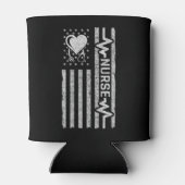 Amerikaanse vlag held hart verpleegkundige waarder blikjeskoeler (Achterkant)