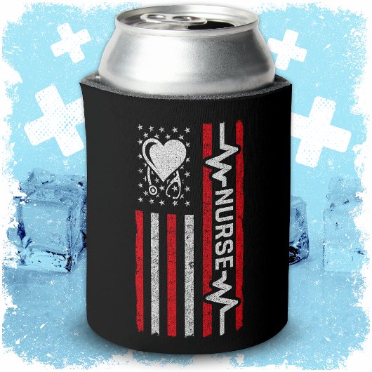Amerikaanse vlag held hart verpleegkundige waarder blikjeskoeler