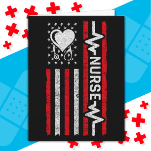 Amerikaanse vlag held hart verpleegkundige waarder kaart