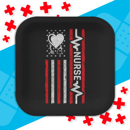 Amerikaanse vlag held hart verpleegkundige waarder papieren bordje