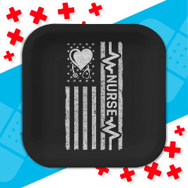 Amerikaanse vlag held hart verpleegkundige waarder papieren bordje