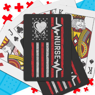 Amerikaanse vlag held hart verpleegkundige waarder pokerkaarten