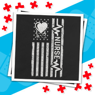 Amerikaanse vlag held hart verpleegkundige waarder servet