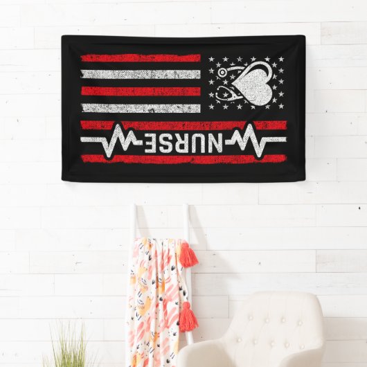 Amerikaanse vlag held hart verpleegkundige waarder spandoek (Insitu)