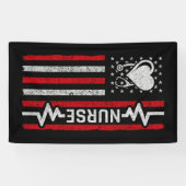 Amerikaanse vlag held hart verpleegkundige waarder spandoek (Horizontaal)