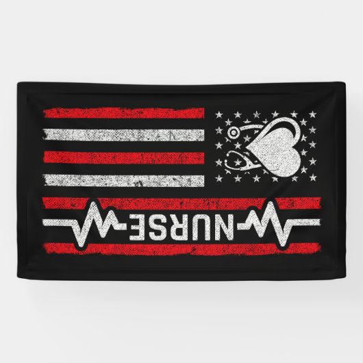 Amerikaanse vlag held hart verpleegkundige waarder spandoek (Horizontaal)