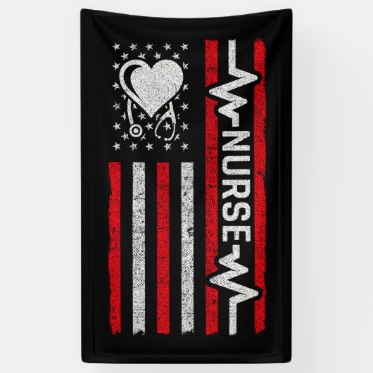 Amerikaanse vlag held hart verpleegkundige waarder spandoek (Verticaal)