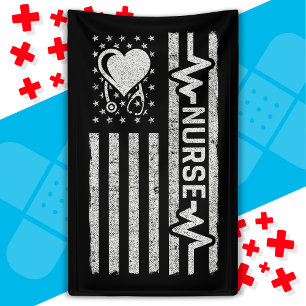 Amerikaanse vlag held hart verpleegkundige waarder spandoek