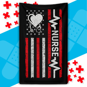 Amerikaanse vlag held hart verpleegkundige waarder spandoek