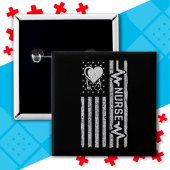 Amerikaanse vlag held hart verpleegkundige waarder vierkante button 5,1 cm