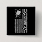 Amerikaanse vlag held hart verpleegkundige waarder vierkante button 5,1 cm (Voorkant)