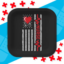 Amerikaanse vlag held leven verpleegkundige waarde papieren bordje