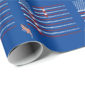 Amerikaanse vlag hengels en vis cadeaupapier (Rol Hoek)