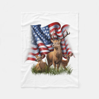 Amerikaanse Vlag Hert Hertenjong Patriottisch Fleece Deken