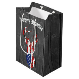 Amerikaanse Vlag Hert op Hout Medium Cadeauzakje