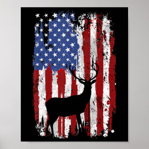 Amerikaanse vlag Herten Jagers Herten op Amerikaan Poster