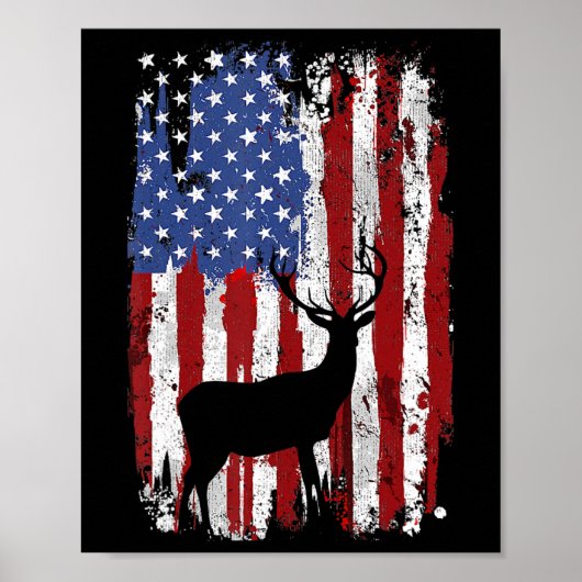 Amerikaanse vlag Herten Jagers Herten op Amerikaan Poster (Voorkant)