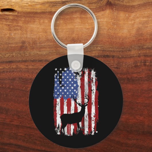 Amerikaanse vlag Herten Jagers Herten op Amerikaan Sleutelhanger (Voorkant)