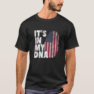 Amerikaanse Vlag Het Zit In Mijn Dna Vingerafdruk T-shirt