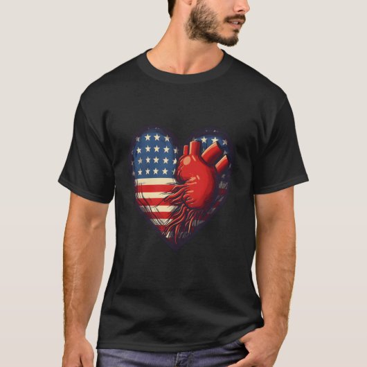 Amerikaanse Vlag Hij Vierde Juli T-shirt (Voorkant)