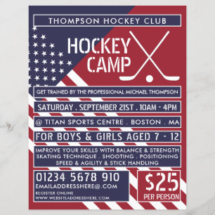 Amerikaanse vlag, Hockey Camp Adverteren Flyer