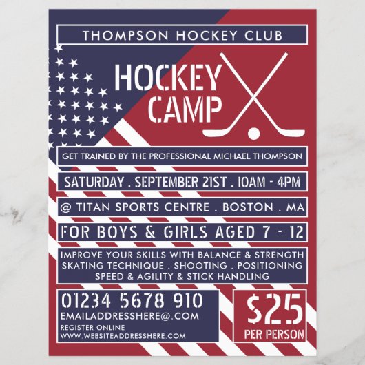 Amerikaanse vlag, Hockey Camp Adverteren Flyer (Voorkant)