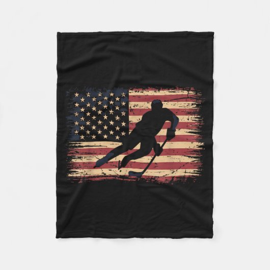 Amerikaanse Vlag Hockey Fleece Deken (Voorkant)