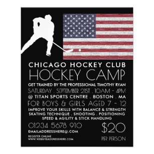 Amerikaanse vlag, Hockey Player, Camp Adverteren Flyer