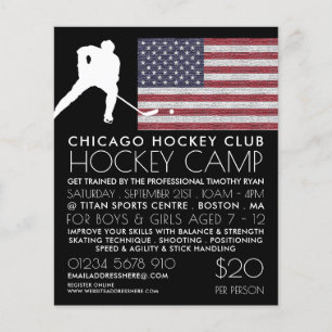 Amerikaanse vlag, Hockey Player, Camp Adverteren Flyer