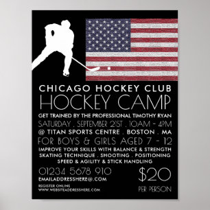 Amerikaanse vlag, Hockey Player, Camp Adverteren Poster