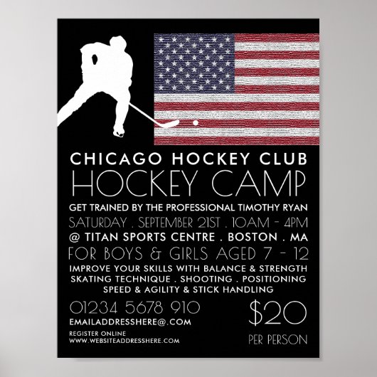 Amerikaanse vlag, Hockey Player, Camp Adverteren Poster (Voorkant)