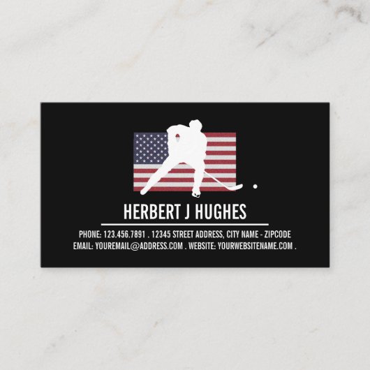 Amerikaanse vlag, Hockey Player, Hockey Coach Visitekaartje (Voorkant)