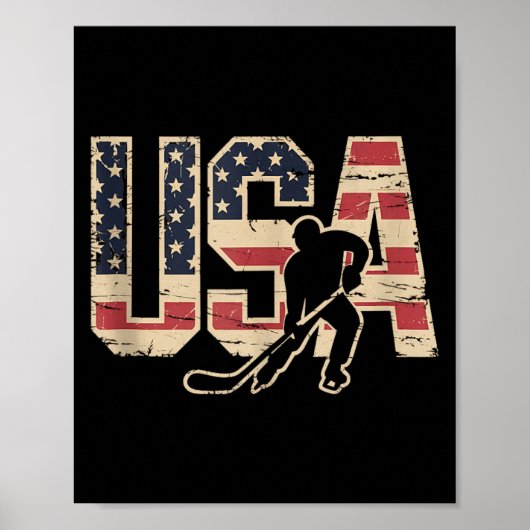 Amerikaanse Vlag Hockey Poster (Voorkant)