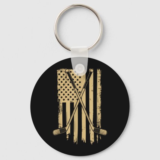 Amerikaanse Vlag Hockey Sleutelhanger (Voorkant)