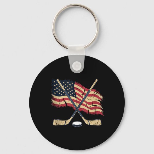 Amerikaanse Vlag Hockey Sleutelhanger (Voorkant)