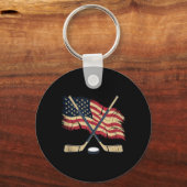 Amerikaanse Vlag Hockey Sleutelhanger (Voorkant)