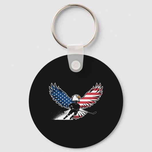 Amerikaanse Vlag Hockey Sleutelhanger (Voorkant)