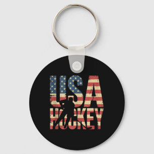 Amerikaanse Vlag Hockey Sleutelhanger