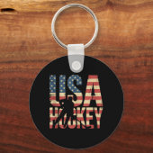 Amerikaanse Vlag Hockey Sleutelhanger (Voorkant)