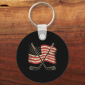 Amerikaanse Vlag Hockey Sleutelhanger (Voorkant)