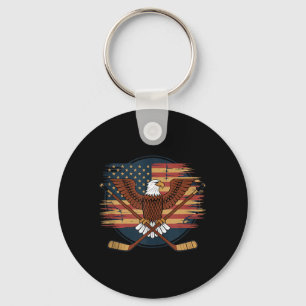 Amerikaanse Vlag Hockey Sleutelhanger