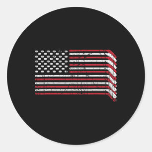 Amerikaanse vlag hockey steekt Amerikaanse trots o Ronde Sticker