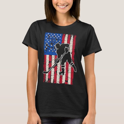 Amerikaanse Vlag Hockey T-shirt (Voorkant)