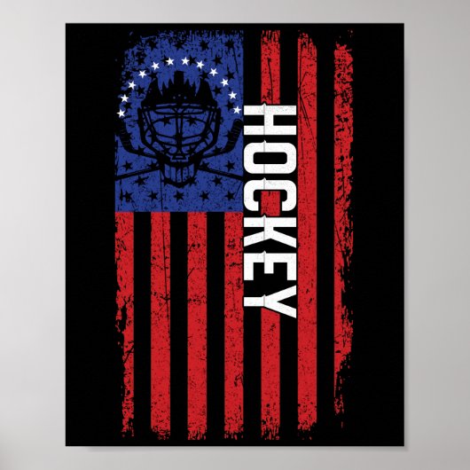 Amerikaanse vlag Hockey USA Patriotic Red Line Poster (Voorkant)