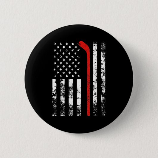 Amerikaanse vlag Hockey USA Patriotic Ronde Button 5,7 Cm (Voorkant)
