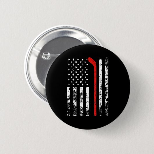 Amerikaanse vlag Hockey USA Patriotic Ronde Button 5,7 Cm (Voorkant /achterkant)