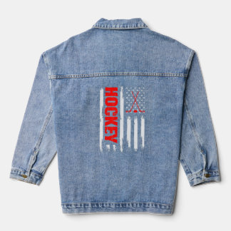 Amerikaanse vlag Hockey Usa Patriotic Sport Lov Denim Jacket
