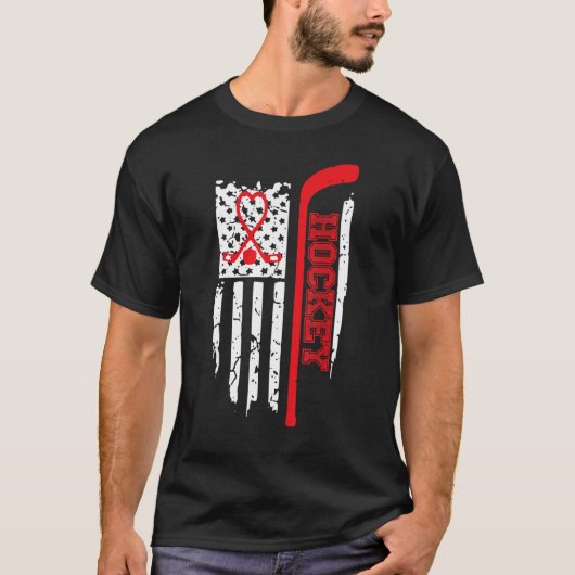 Amerikaanse Vlag Hockey USA Patriottische Moeder H T-shirt (Voorkant)