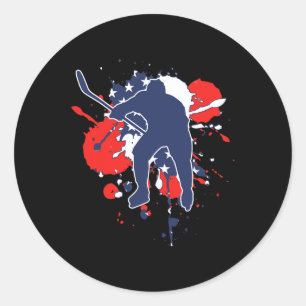 Amerikaanse vlag hockeyer - Amerikaanse ijshockey Ronde Sticker