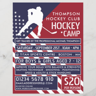 Amerikaanse vlag, Hockeykamp Advertentie Flyer
